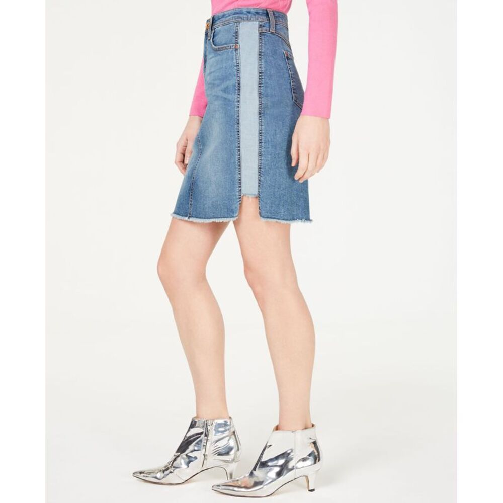 INC International Concepts Curvy Raw Hem Jean Skirt